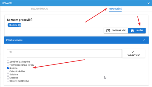 Prirazeni Pracoviste